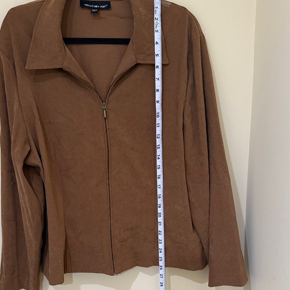 Briggs New York Tan Women's Suede Zip lightweight Blazer Jacket Size 16W - Picture 7 of 8